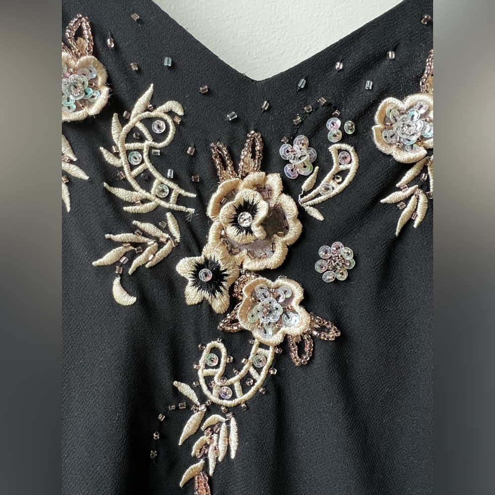Whimsigoth Fairy Grunge Asymmetric Dress 3D Floral Embroidered Beaded Sequins 18 - Picture 4 of 9